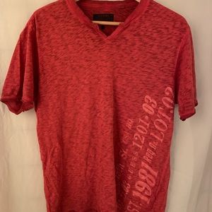 Mens Guess Red V-Neck Short Sleeves Tee